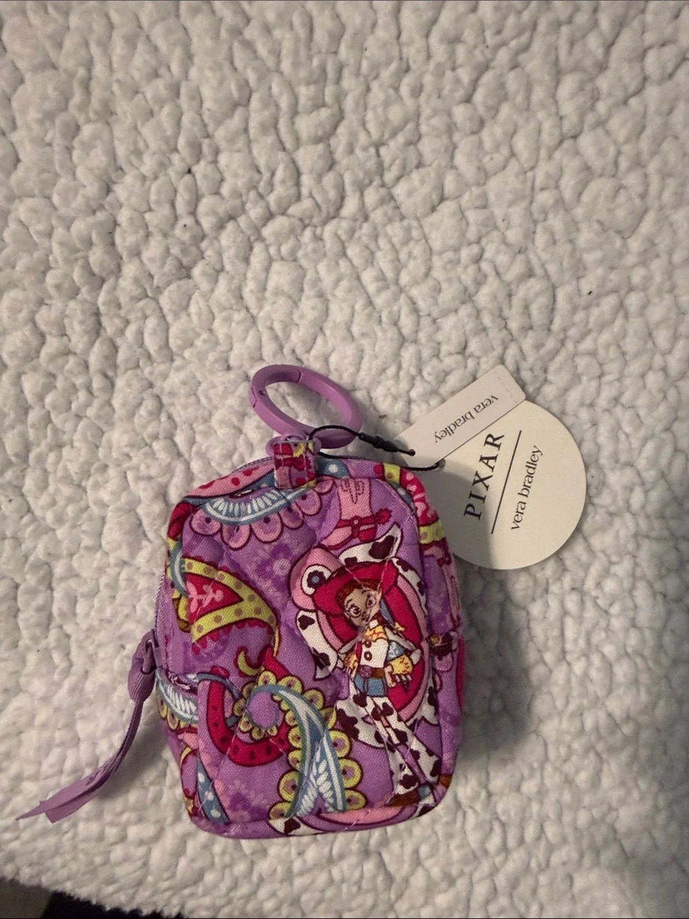 Vera Bradley Purple Toy Story Quilted Mini Keychain Pouch